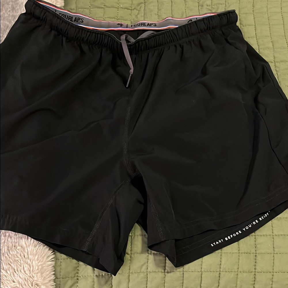 Four laps Black Athletic Shorts